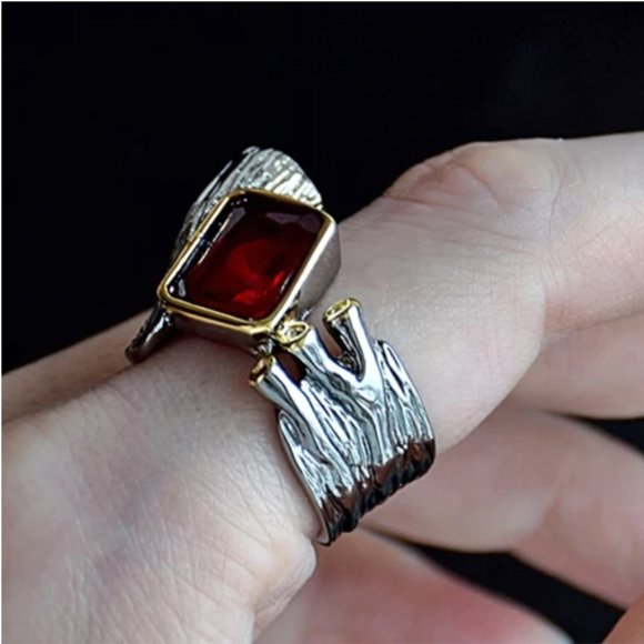 Gold Plated Red Personality Ring - Picture 8 of 17